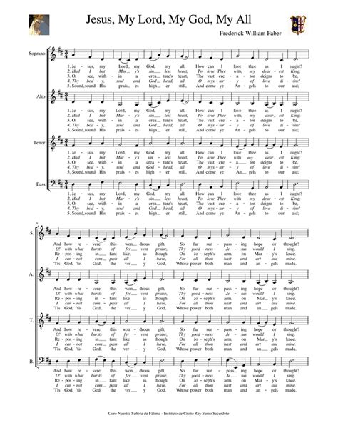 Jesus My Lord My God My All Sheet Music For Soprano Alto Tenor Bass Voice Choral