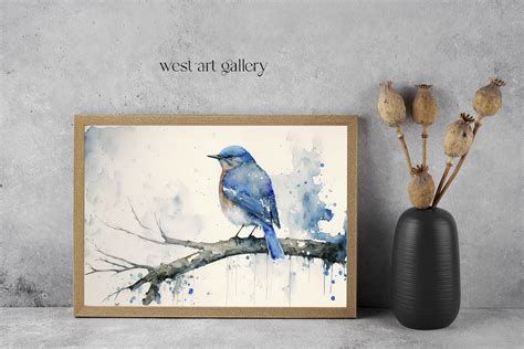 Bluebird Watercolor Painting, Bluebird Print, Digital Download, Blue ...