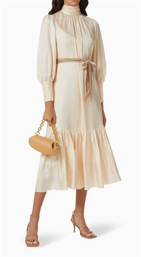 Celestial Gathered Frill Midi Dress In Silk By Zimmermann For Hire