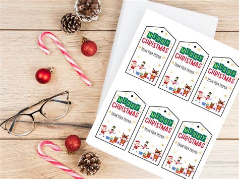 Printable Kids Christmas Gift Tags, Instant Download, Christmas Favor Tags, Digital, School ...