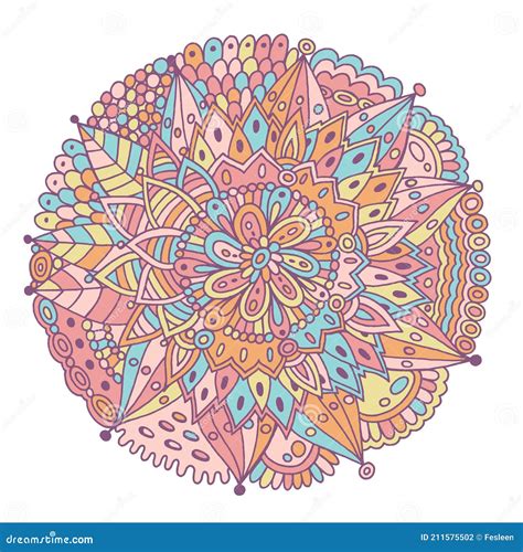 Flower Mandala With Flowers And Leaves Doodle Floral Colorful Yoga Art