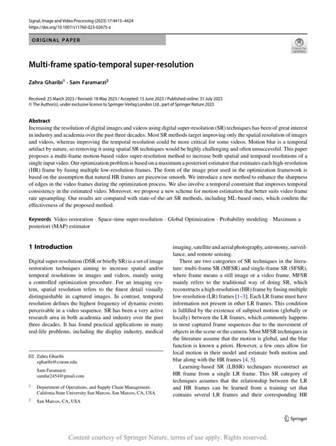 Multi Frame Spatio Temporal Super Resolution