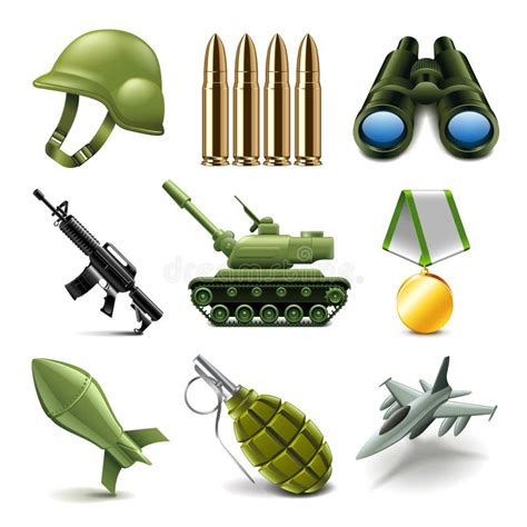 Army And Military Icons Stock Vector Illustration Of Cartridge 30927678