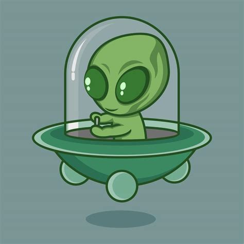 Linda Dibujos Animados Extraterrestre Con Ovni 20792523 Vector En Vecteezy