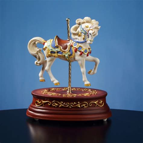 Heritage 3 Horse Rotating Carousel The Music Box Company