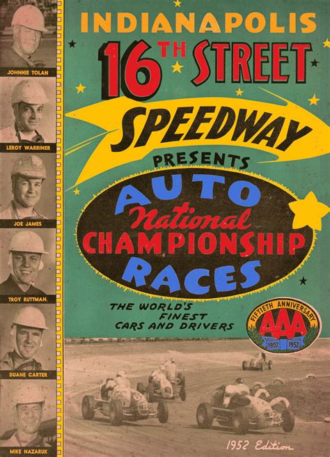 16th Street Speedway 1952 — Vintage Reproduction Racing Posters