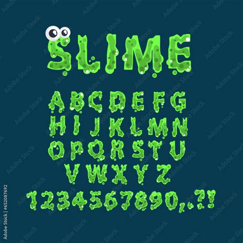 Slime Alphabet Green Radioactive Sliming Text Sticky Drip Goo Flow