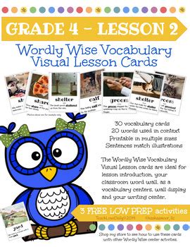 Wordly Wise Book 4 Lesson 2 Vocabulary Visual Lesson Cards By