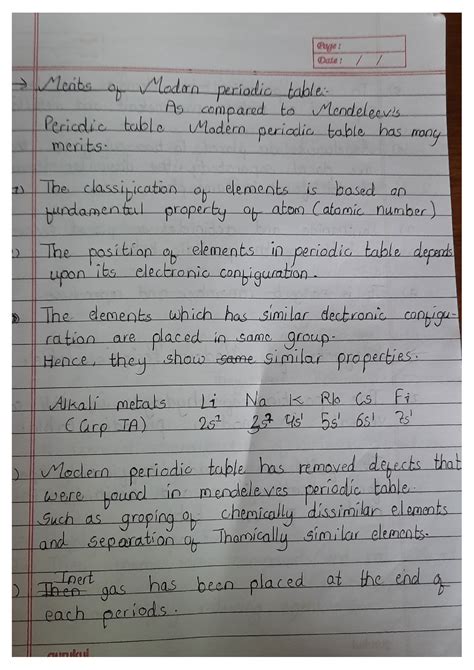 Solution Notes Of Modern Periodic Table Studypool