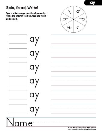 Phonics Ay Words Worksheets Library