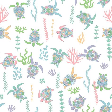 Premium Vector Sea Turtles Vector Seamless Pattern