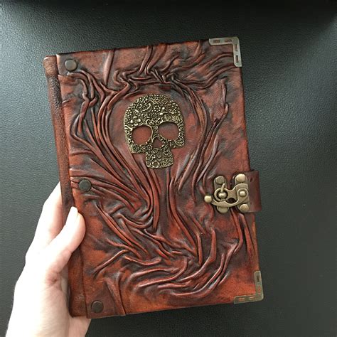 Vintage Skull Journal Halloween Gothic Journal Leather Etsy