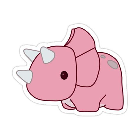 "Pink Triceratops Dinosaur" Sticker for Sale by thicker than a sticker ...