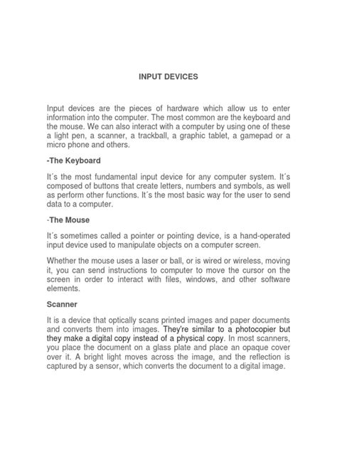 Input Devices | PDF | Image Scanner | Media Technology