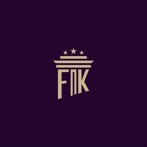 Fk Initial Monogram Logo Design For Lawfirm Lawyers With Pillar Vector