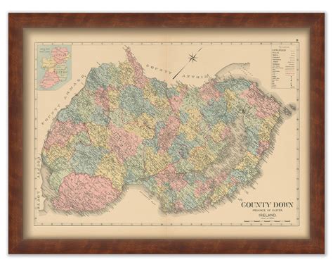 COUNTY DOWN Ireland 1901 Map Replica or GENUINE Original - Etsy