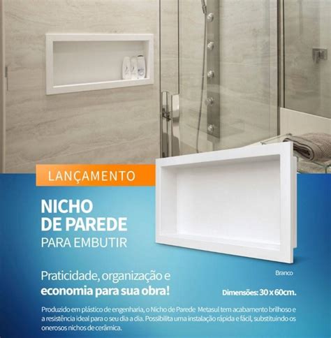 Nicho Para Banheiro De Embutir 30x60 Metasul Nicho Para Banheiro