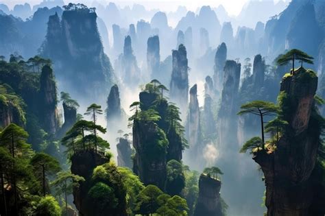 Premium AI Image | Stunning landscapes in wulingyuan scenic area china