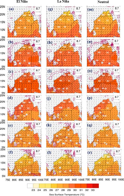 Climatology Of Sea Surface Temperature Shades In C Surface Wind