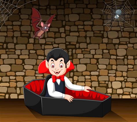 Cartoon Happy Vampire In His Coffin Vector Art At Vecteezy