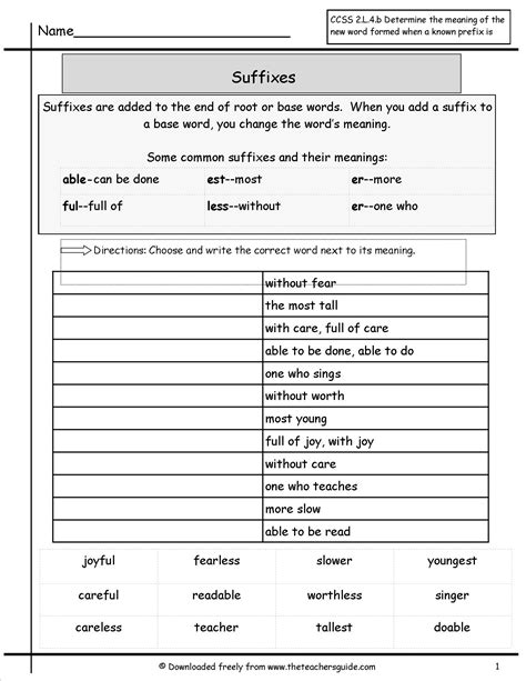 Worksheet About Suffixes And Prefixes