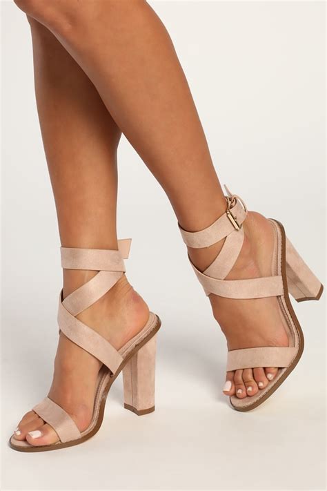 Light Nude Heels Ankle Strap Heels Block Heels Lulus