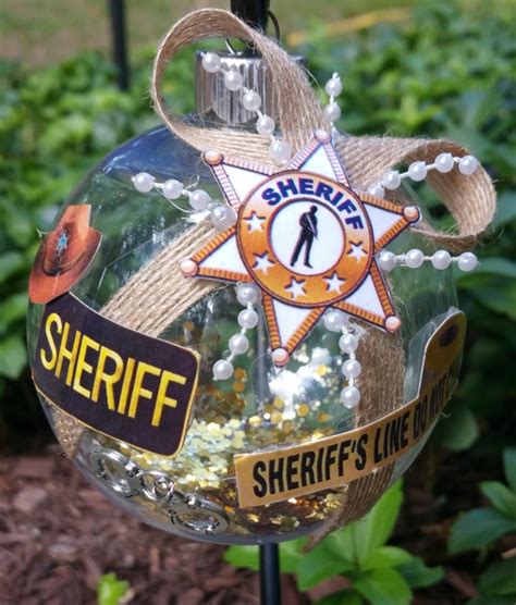 Sheriff Christmas Ornament Gold And White Star By Beautifulballs