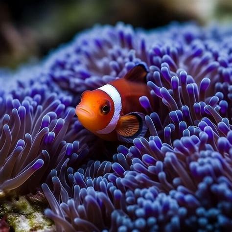 Un Pez Payaso Juguetón Explorando Los Jardines De Las Anémonas Foto