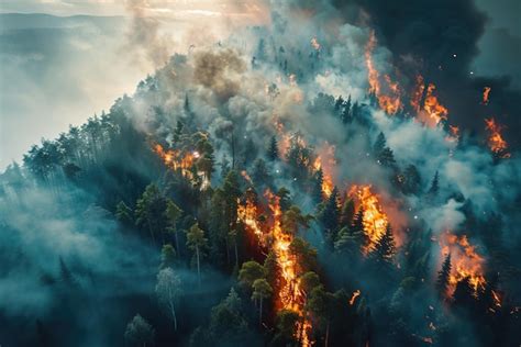 Premium Photo Devastating Forest Fire Engulfing Trees In Flames With