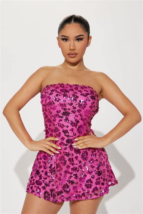 Camille Sequin Mini Dress Fuchsia Fashion Nova