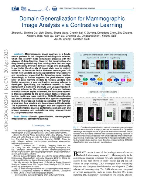 Domain Generalization For Mammographic Image Analysis Via Contrastive Learning Deepai