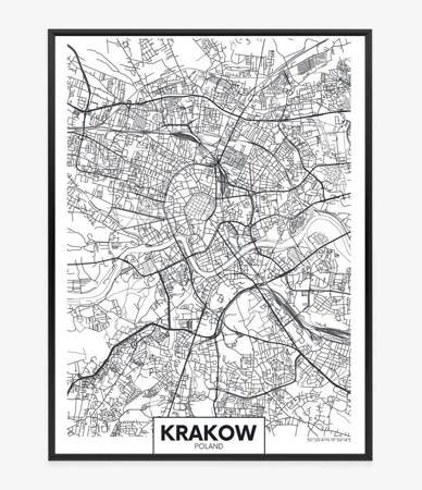 Plakat Mapa Krakowa Szwarc Plan 70x100 Plakat W Ramie Precyzyjny Wydruk