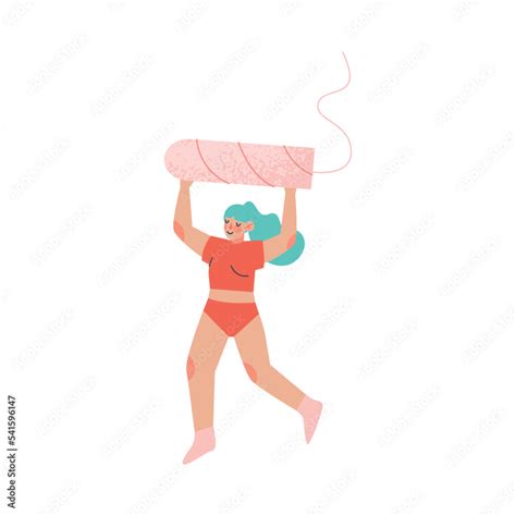 Period Or Menstruation With Female In Underwear Carrying Pink Tampon