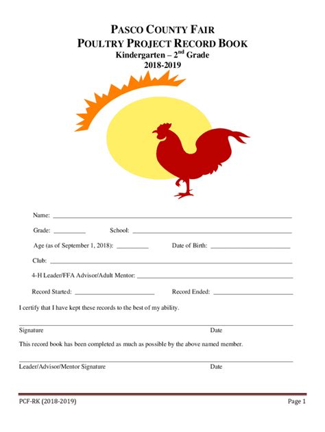 Fillable Online PASCO COUNTY FAIR POULTRY PROJECT RECORD BOOK Fax Email