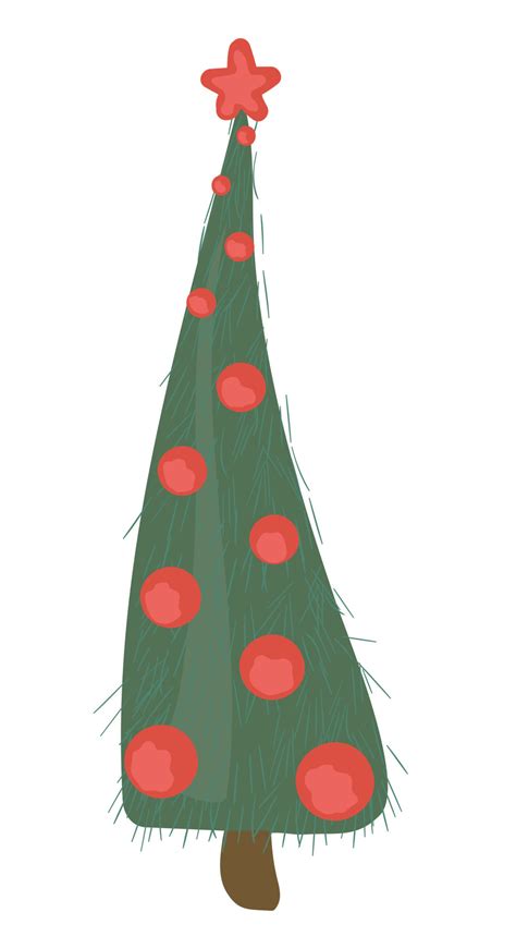 Cute Christmas Tree Vector Illustration Isolated On White Background