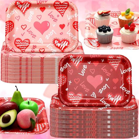 Amazon Ziliny 24 Pcs 13 X 9 Inch Disposable Paper Plates Love