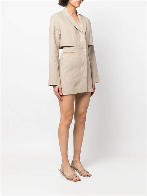 Jacquemus Kleid Mit Cut Outs Im Blazer Look Nude Farfetch De