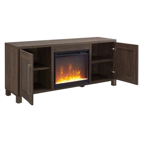 Hudson Canal Chabot Rectangular Tv Stand With Crystal Fireplace For