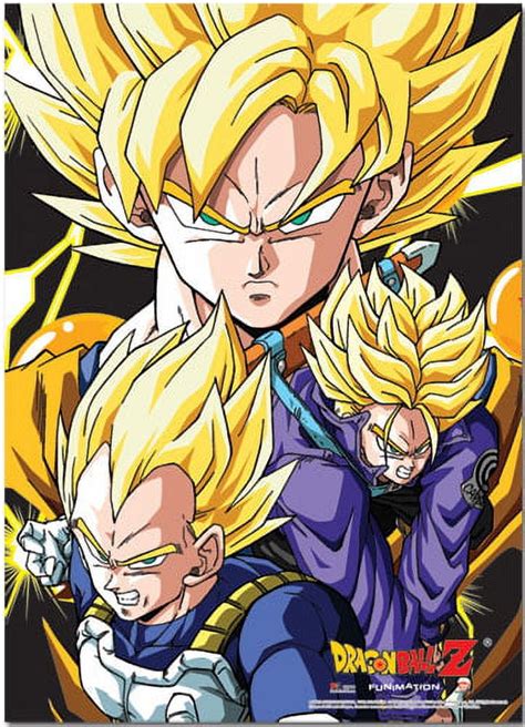 Wall Scroll - Dragon Ball Z - New New Super Saiyan Goku, Vegeta, Trunks ...