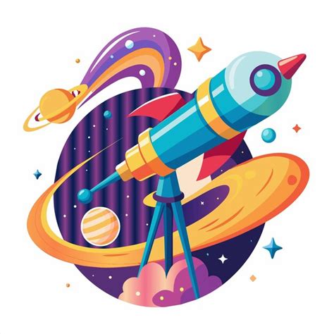 Premium Vector A Colorful Rocket Is In A Space Station