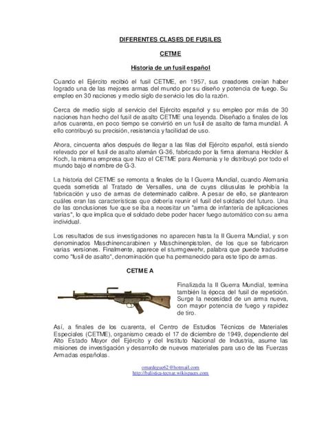 Pdf Clases De Fusilesde Fusil · La Historia Del Cetme Se Remonta A Finales De La I Guerra