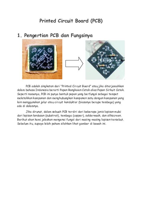 Pdf Printed Circuit Board Pcb 1 Pengertian Pcb Dan Fungsinya