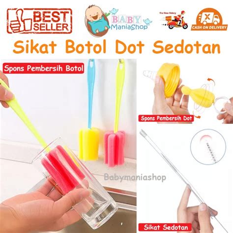 Jual Spons Pembersih Botol Sikat Sedotan Dot Bayi Termos Gelas Panjang