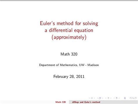 Pdf Euler S Method For Solving A Differential Equation Angenent