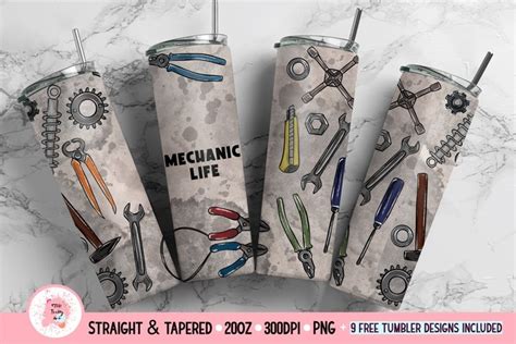 Mechanic Tumbler Wrap Design Png