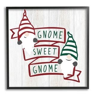 Stupell Sweet Gnome Banner Phrase Framed Giclee Art Design By Natalie