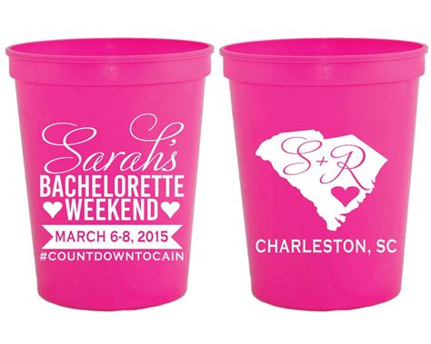 Bachelorette Stadium Cups Wedding Cups Custom Plastic Cups Monogrammed Cups Bachelorette