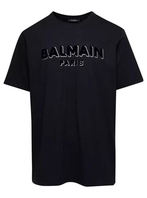 Balmain Flock And Foil T Shirt Bulky Fit Black