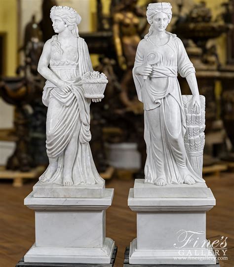 Marble Statues Classic Roman Ladies Marble Statue Pair Ms 1583 Fine S Gallery Llc