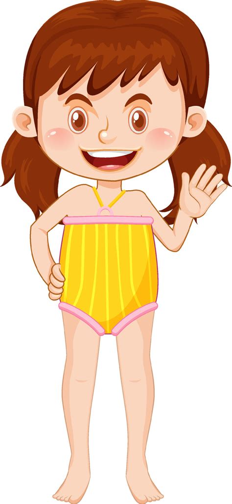 Cute girl cartoon character wearing swimming suit 19863651 Vector Art at Vecteezy